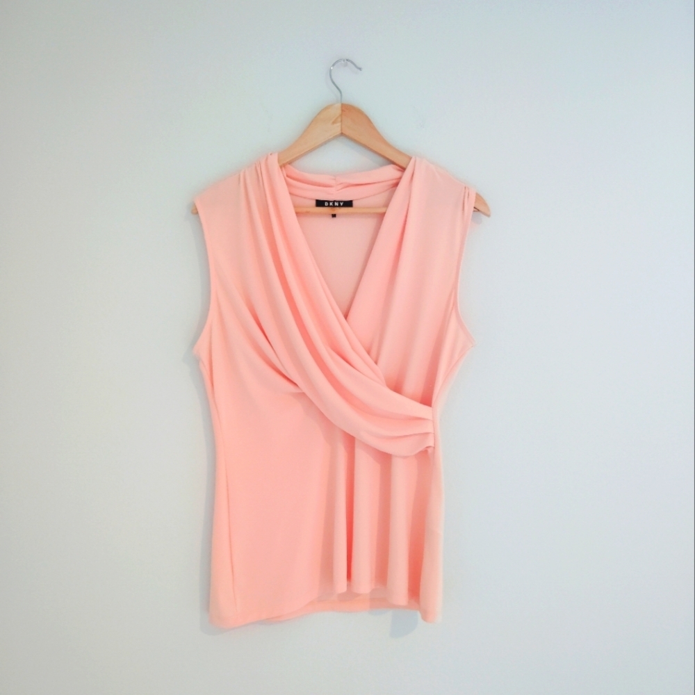 Dkny Soft Pink Draped Sleeveless Top
